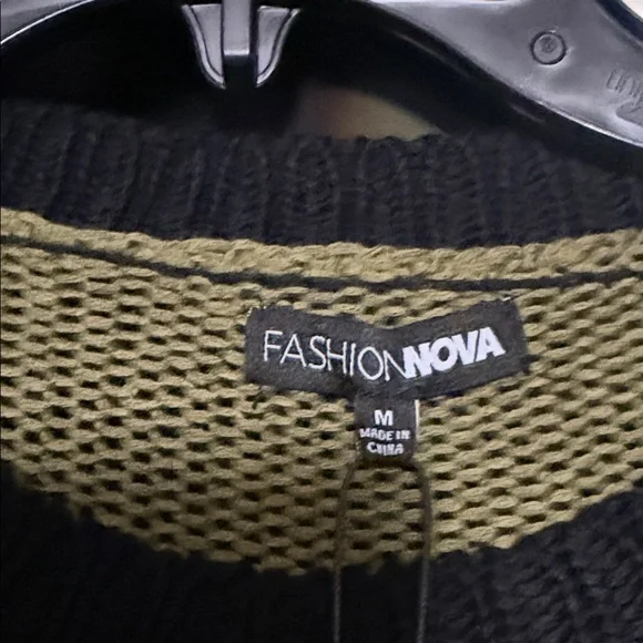 Fashion Nova Olive and Black Knit Dress - Picture 3 of 4